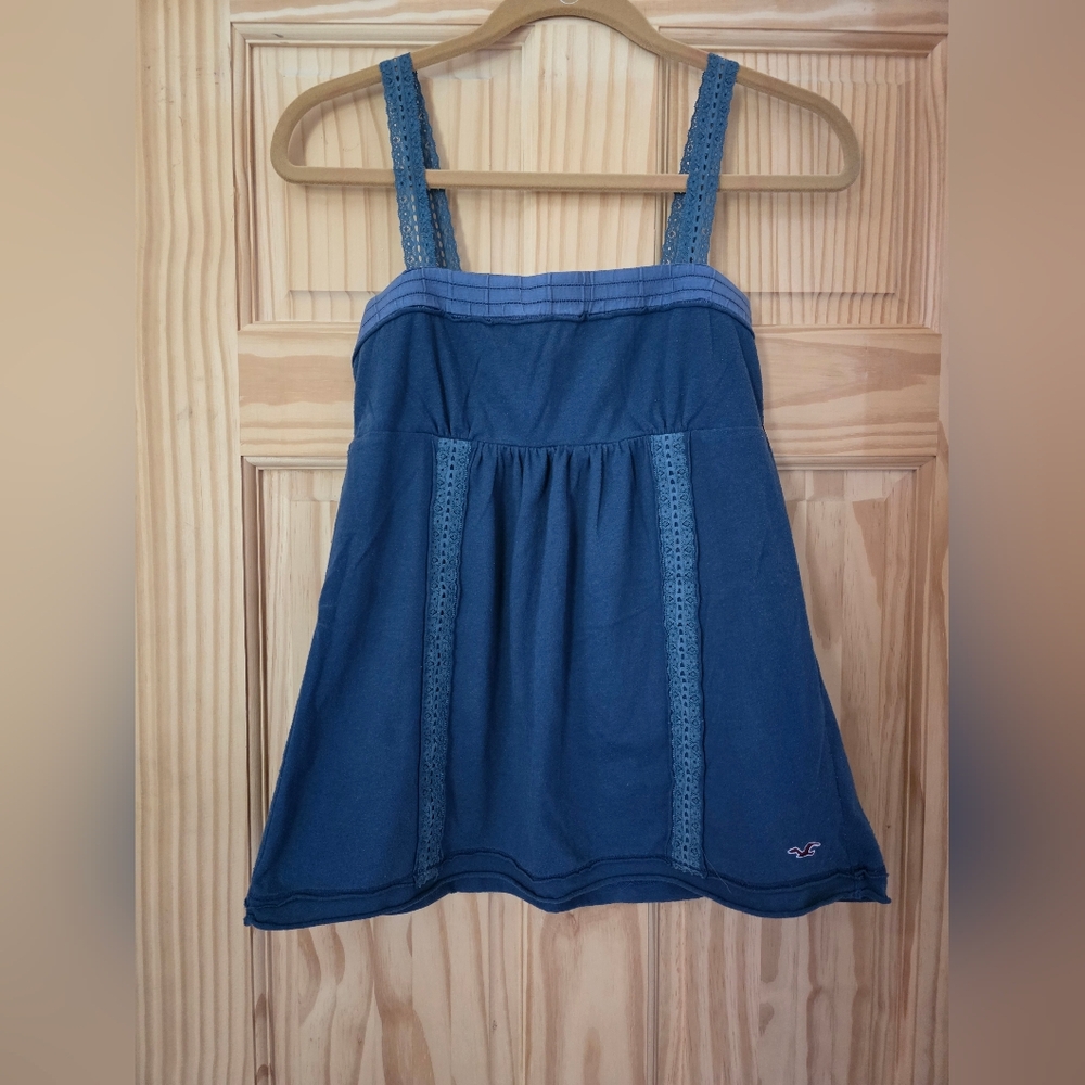 Hollister Navy Tank Top with Lace Straps
